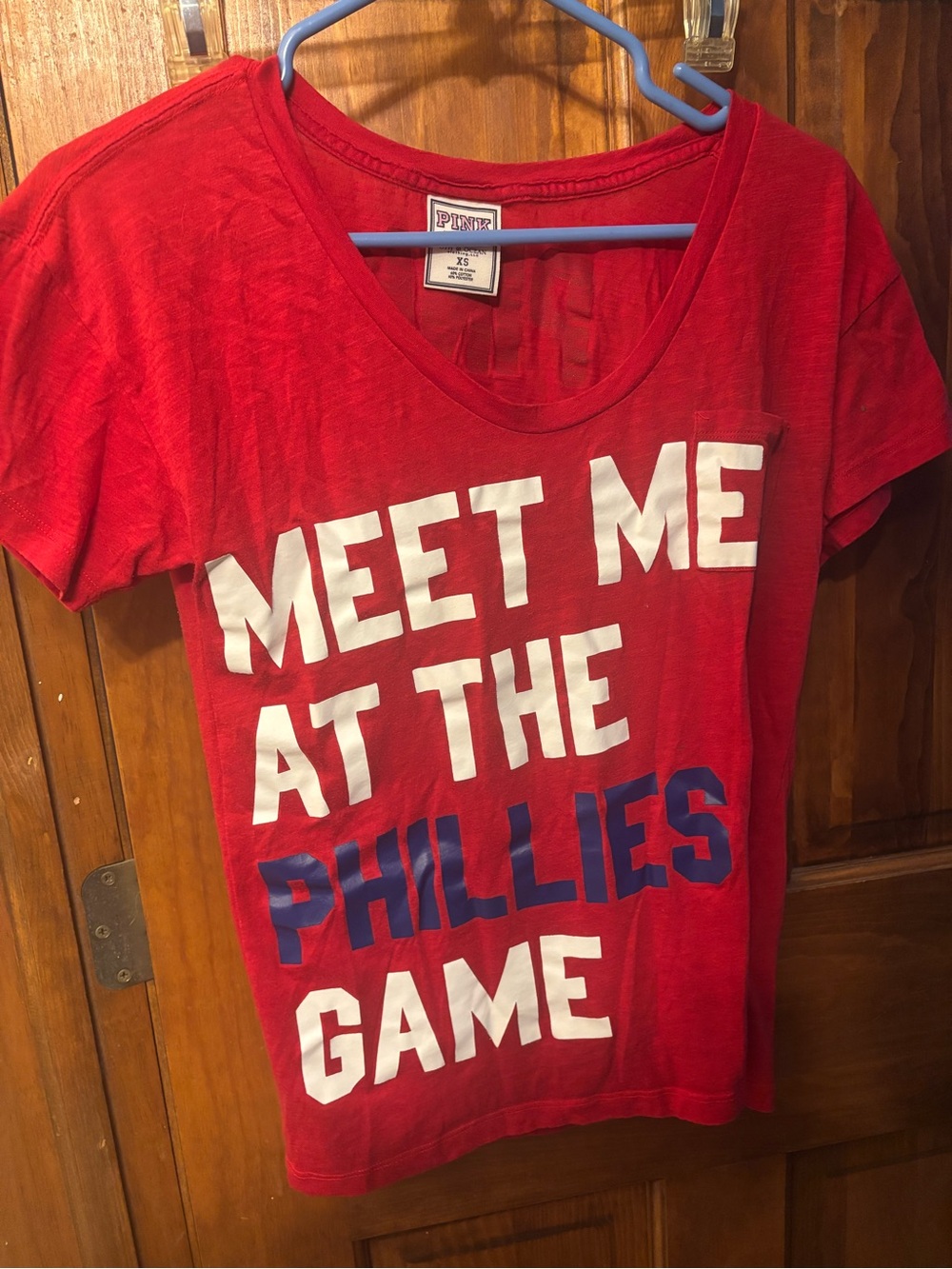 PINK Victoria's Secret Red Graphic 'Meet Me At The Phillies Game' Tee
